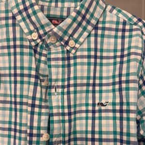 Vineyard Vines Blue and Turquoise Button Down Whale Shirt
